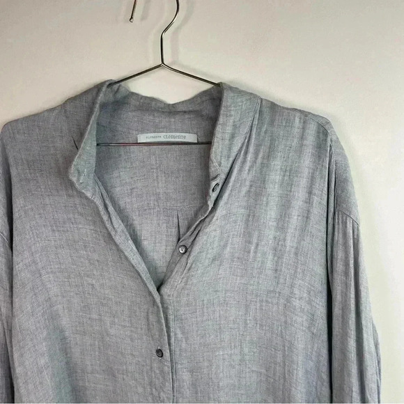 Elemente Clemente Gray Linen Long Sleeve Button Down Tunic - Picture 4 of 7